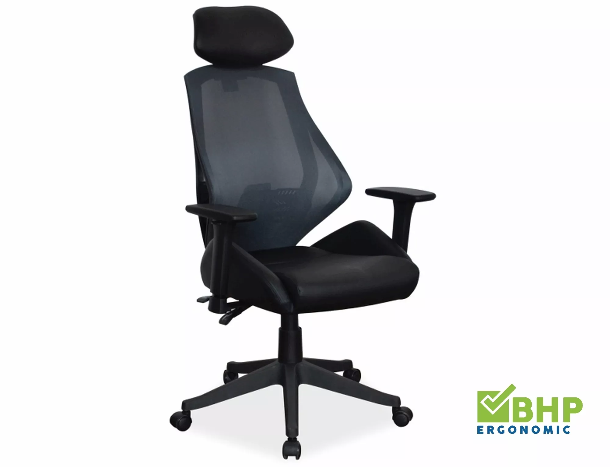 Q-406 Ergonomikus Hálós Műbőr Forgószék Fekete Multiblock